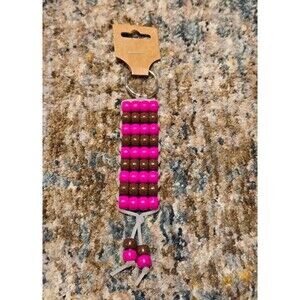 Handmade Brown and Pink Beaded Keychain